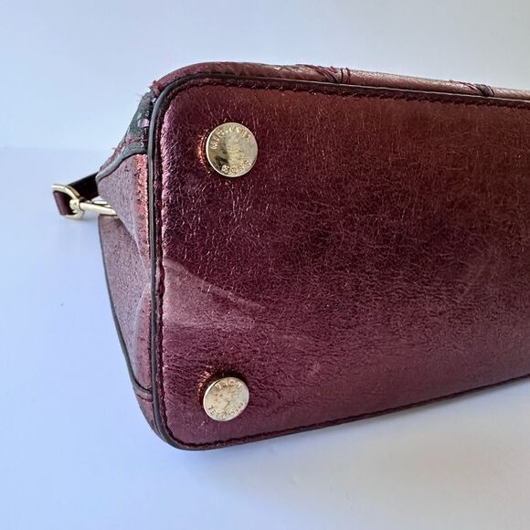Michael Kors Adele Crossbody in Merlot Burgundy Metallic Snakeskin Patchwork - Picture 10 of 16